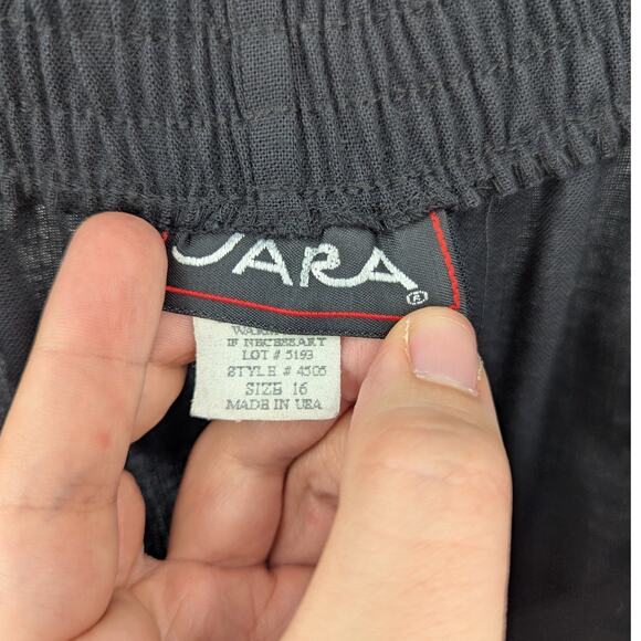 Vintage Jara Black Front Button Elastic Waist Skirt Size 16 Made in USA - Picture 3 of 4